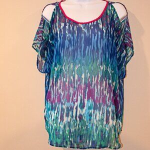 Express cold shoulder sheer top/cover up Size Large